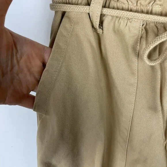 TOPSHOP Rory Paperbag Waist Utility Trousers Cuffed Crop Pants in Beige‎ 4​​​​​ - Picture 5 of 8